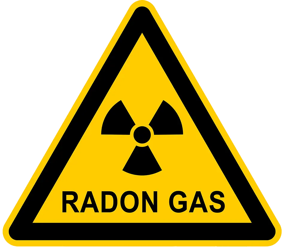 Radon gas warning label